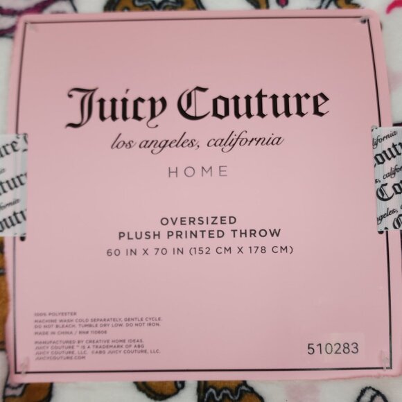 Juicy Couture Oversized Plush Printed Throw 60X70" Gingerbread Holiday Christmas - Picture 4 of 10